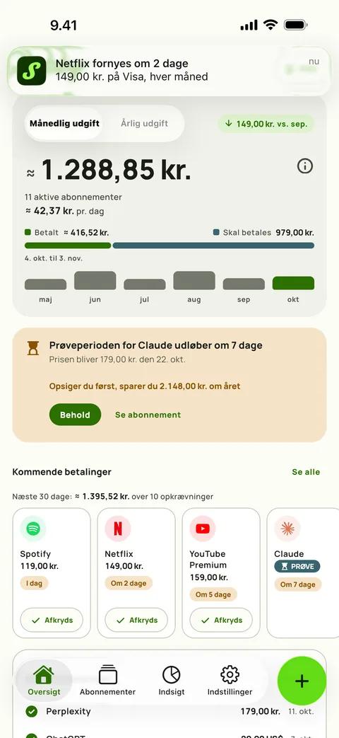 Beløbet står tydeligt, på iPhone