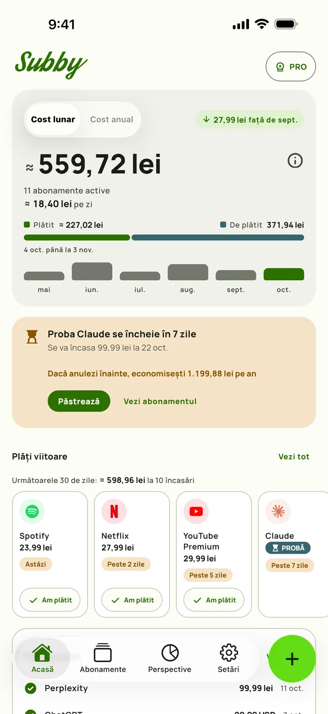 Ecranul Acasă din Subby pe iPhone