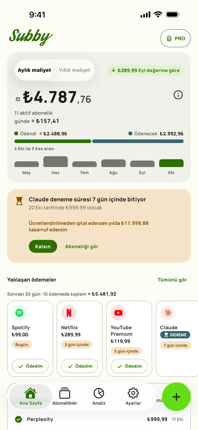 iPhone'da Subby Ana Sayfa